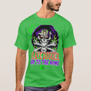 Grave Digger Bad till Bone monster sylt graven grä T Shirt