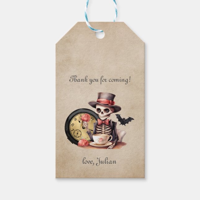Grave Mistake Gothic Skeleton Halloween Baby Bday Presentetikett (Framsidan)