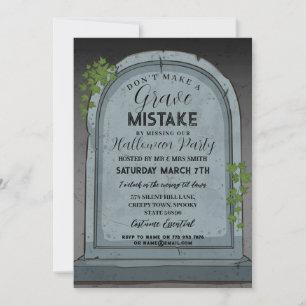 Grave Mistake Graveyard Gothic Halloween Inbjudningar