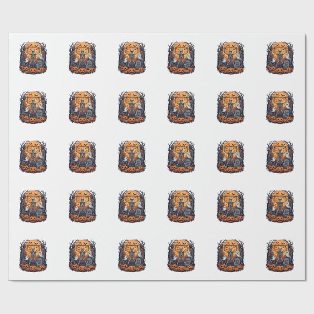 Grave Yard Gains Skelett Lyfter Skivstång Hallowee Presentpapper (Platt)