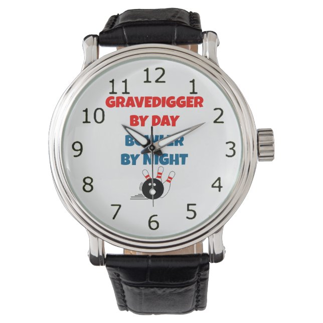 Gravedigger per dag Bowlareare per natt Armbandsur (Framsida)