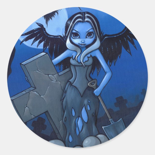 "Gravedigger" Sticker Runt Klistermärke (Framsida)