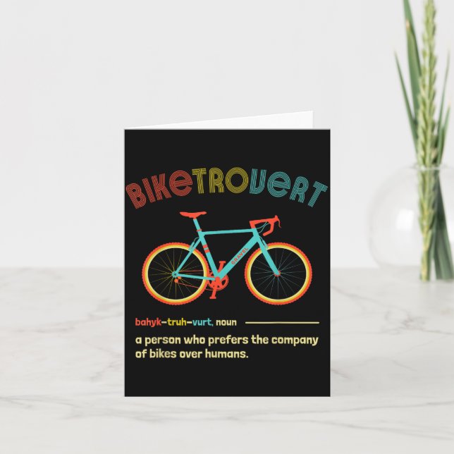 Gravel Bike Biketrovert Funny Cycling Quote Introv Kort (Framsida)