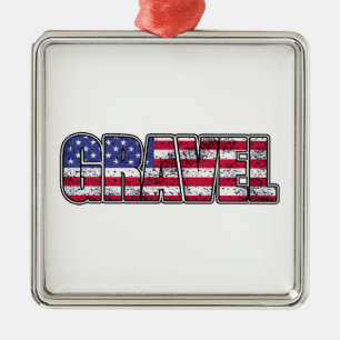Gravel Cycling American Flagga Julgransprydnad Metall