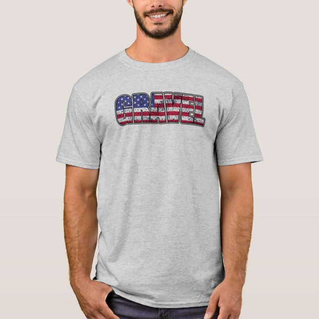 Gravel Cycling American Flagga T Shirt (Framsida)