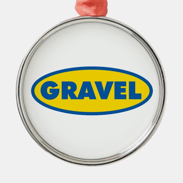 Gravel Cycling Gult Logotyp Julgransprydnad Metall (Framsidan)