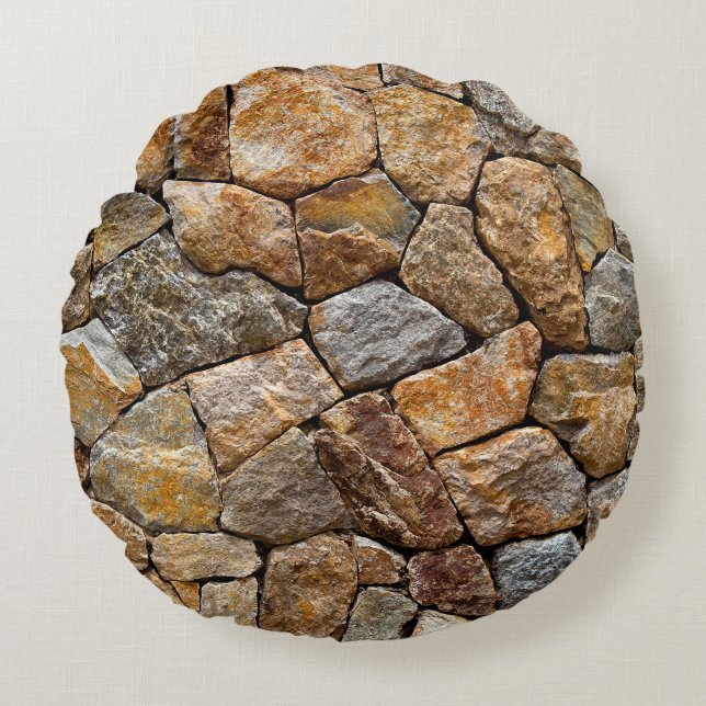 Gravel Small stone-vägg  Rund Kudde (Framsidan)