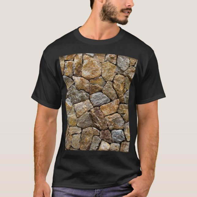 Gravel Stone Wall: Dekorativ design T Shirt (Framsida)