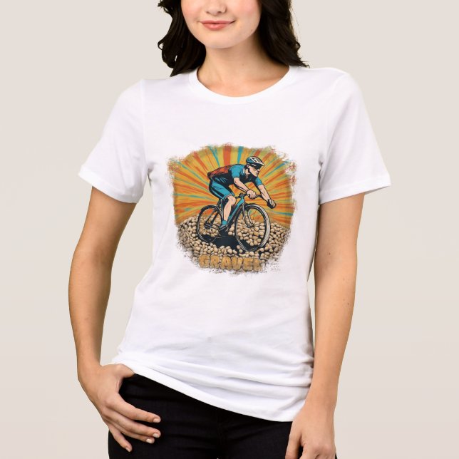 Gravelcyklist med solstrålar t shirt (Framsida)