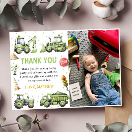 Gravelevent Lastbil Grävmaskin Födelsedagsfoto Tack Kort