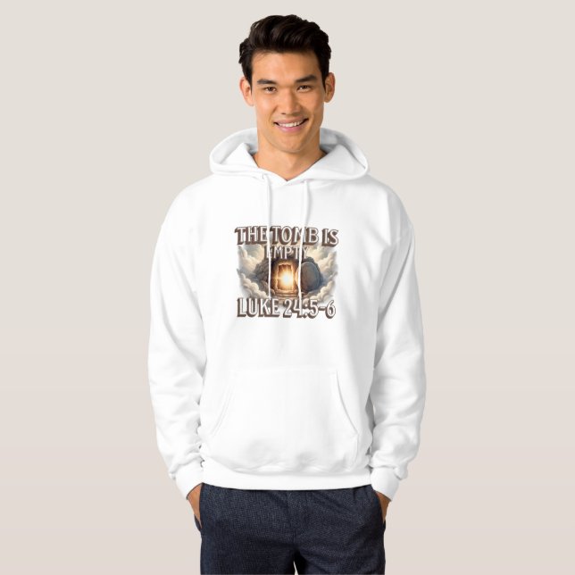 Graven är tom – Uppståndelse Bibelvers design Hoodie (Hel framsida)