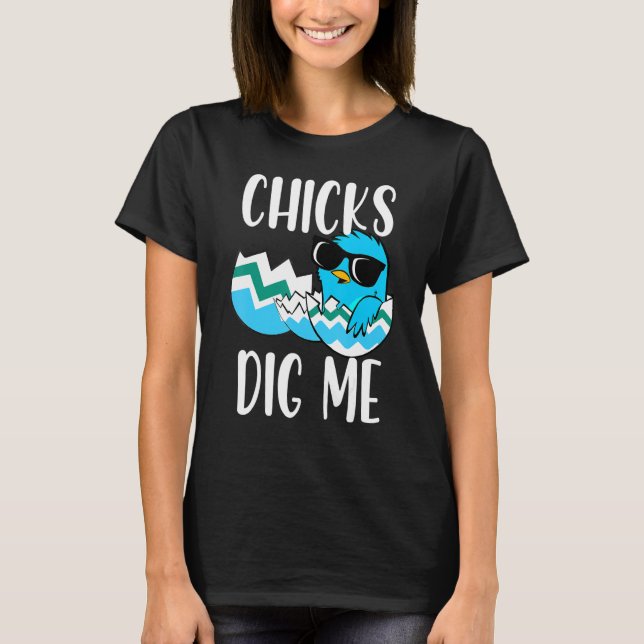 Gräver Chick Glad påsk Day T Shirt (Framsida)