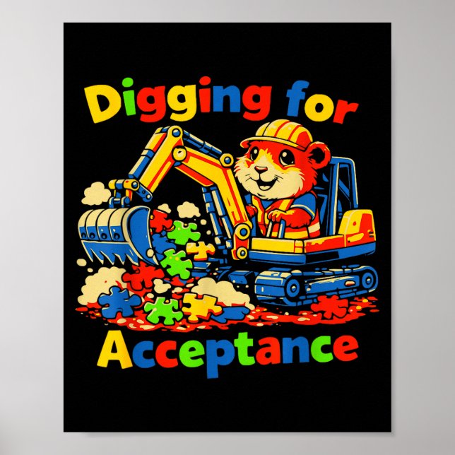 Gräver efter accept autism medvetenhet söt marsvin poster (Framsidan)