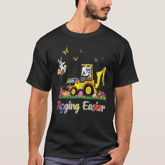 Gräver Påskhare Småbarn Boy Egg Hunt Tractor T Shirt (Framsida)