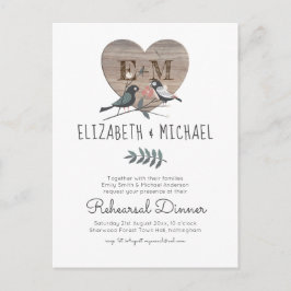 Graverad Hjärtträ Skog Bröllopsrepetition Middag Vykort