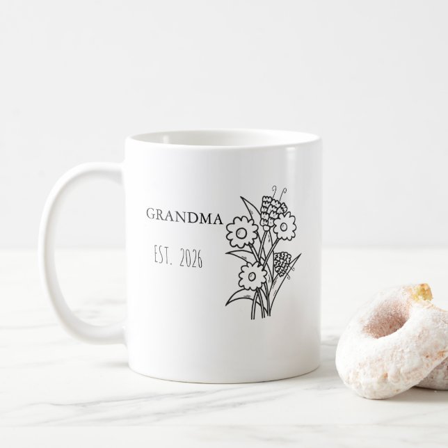 Graverad Kaffe Mugg Födelseblomma Mugg,Personlig (Med munk)