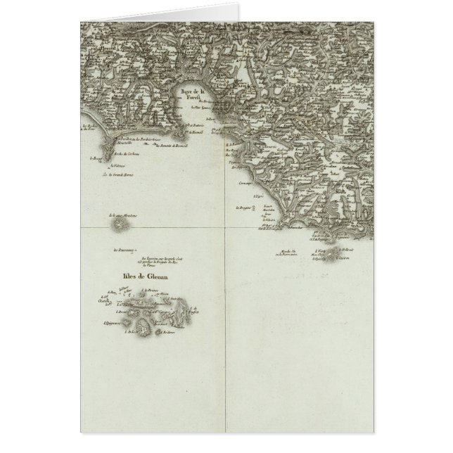 graverad karta av Frankrike 2 Hälsningskort (Framsidan)