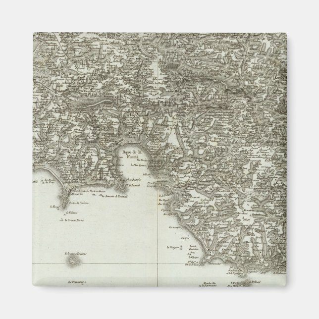 graverad karta av Frankrike 2 Magnet (Framsidan)