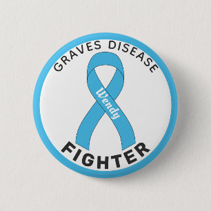 Graves Disease Fighter Ribbon White Button Knapp