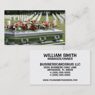 Graveside Service Silver Casket Visitkort