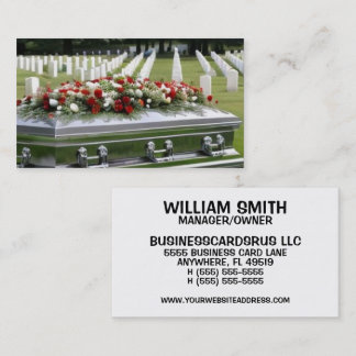 Graveside Service Silver Casket Visitkort