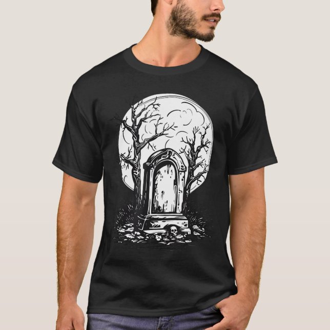 Gravestones Halloween Scary Graveyard Trick eller  T Shirt (Framsida)