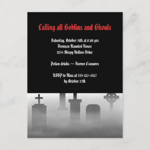 Graveyard dimcreepy cemetery gothic Halloween Inbjudan Vykort