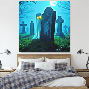 Graveyard Ghost's Eerie Glimpse Canvastryck