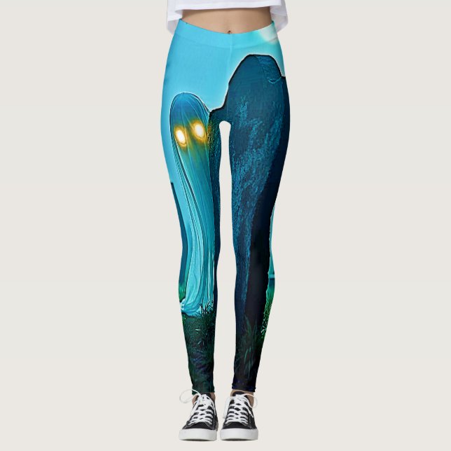 Graveyard Ghost's Eerie Glimpse Leggings (Framsida)