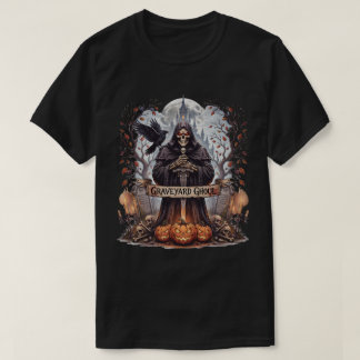 Graveyard Ghoul Gotisk Halloween Tröja, Grim Reape T Shirt