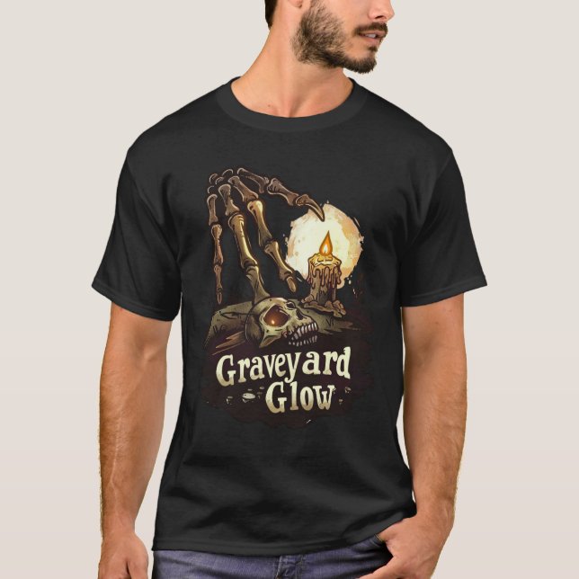 Graveyard Glow - Skeleton Halloween T Shirt (Framsida)