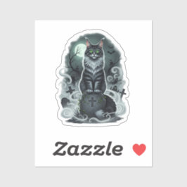 Graveyard Guardian - Maine Coon Halloween Klistermärken