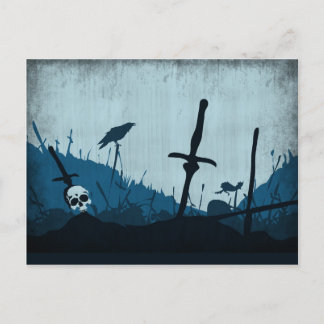 Graveyard med Döskallar och Ravens Vykort