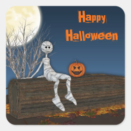 Graveyard Mummy, Halloween Fyrkantigt Klistermärke