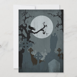 Graveyard och Full Moon för Halloween Inbjudningar