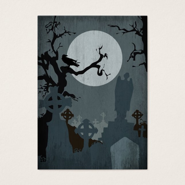 Graveyard och Full Moon för Halloween Visitkort (Framsidan)