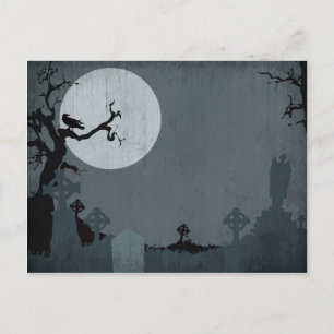 Graveyard och Full Moon för Halloween Vykort