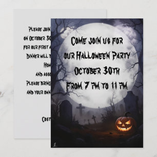 Graveyard och Full Moon Halloween fest Inbjudningar
