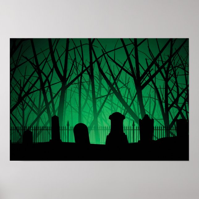 Graveyard och Träd bakgrund Poster (Framsidan)