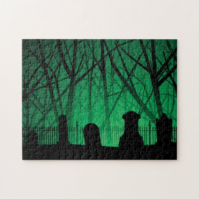 Graveyard och Träd bakgrund Pussel (Horisontell)