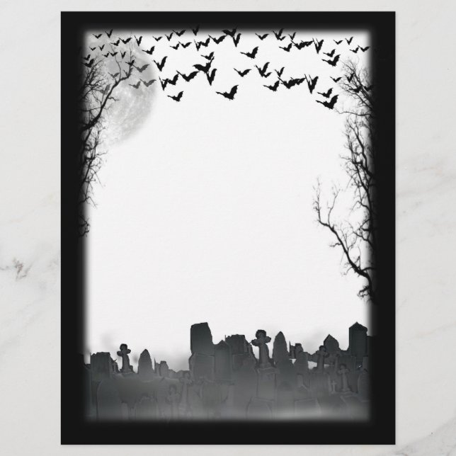 Graveyard Scene Silhouette Halloween Flyer (Framsida)