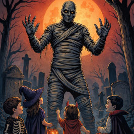 Graveyard Trick‑or‑Treat Mummy Poster
