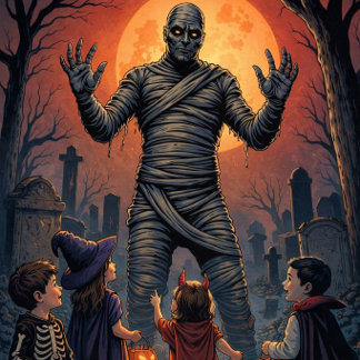 Graveyard Trick‑or‑Treat Mummy Poster