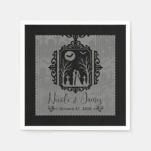 Graveyard Vows Black & Gray gotiskt bröllop Pappersservett