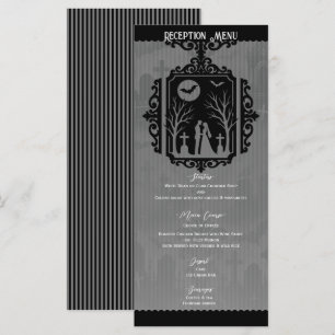 Graveyard Vows Black & Gray gotiskt bröllopsmeny Meny
