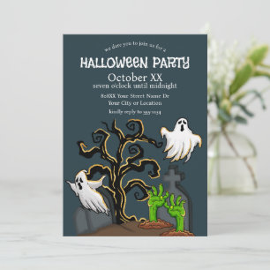Graveyard Zombie och Spöken Cute Halloween fest Inbjudningar