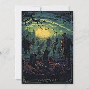Graveyard Zombies Halloween fest Inbjudningar