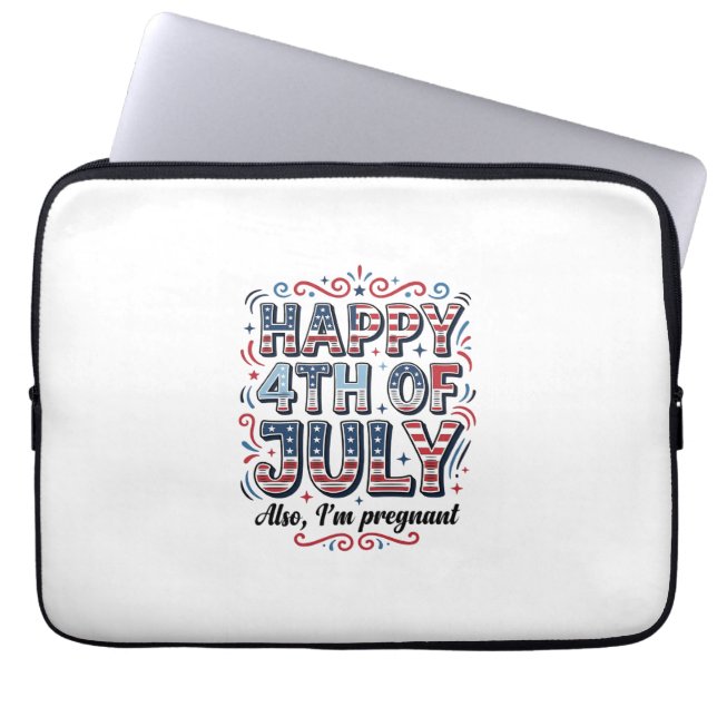 Gravid 4:e juli Annonsering T-shirt Design_1 Laptop Fodral (Framsidan)