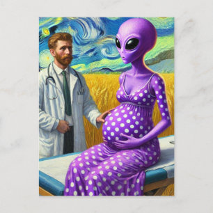 Gravid Alien i Wheat Fält Dr Van Gogh Vykort