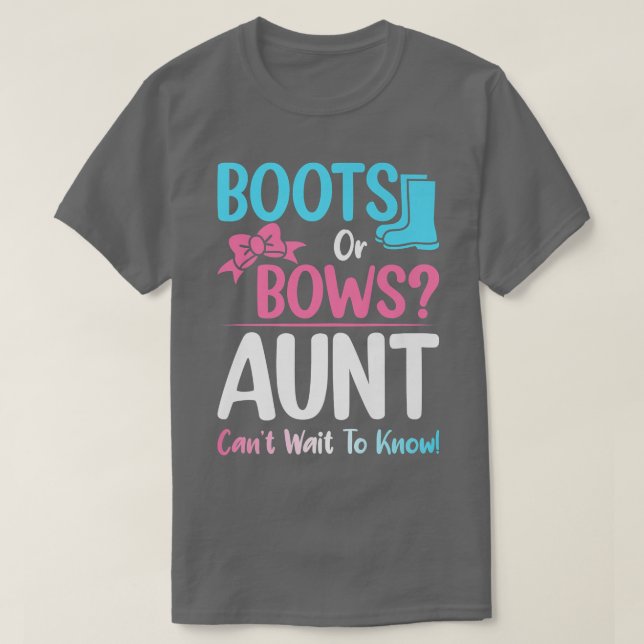 Gravid Announc för Boots eller Bows Moster Gender  T Shirt (Design framsida)